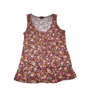 Cute XXI FOREVER Floral Tank Top Size Medium M Womens Juniors Ruffles